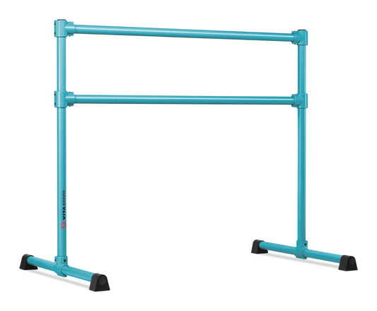 VITA Barre Portable Freestanding Double Ballet Barre, Extreme, 4 Ft Bars, Teal, Steel | Fixed Height, Made in USA, Home or Gym Exercise Equipment for Kids & Adults | Dance, Fitness, Pilates