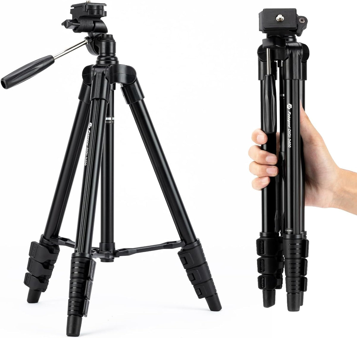 Fotopro 120cm 0.5kg 2kg DIGI-3400 Ultralight Compact Travel Tripod with Quick Release Plate and Panoramic Head Aluminum