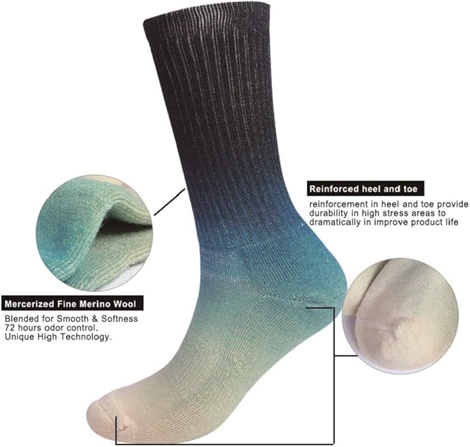 EnerWear 4 Pack Women's Merino Wool Outdoor Hiking Trail Crew Sock