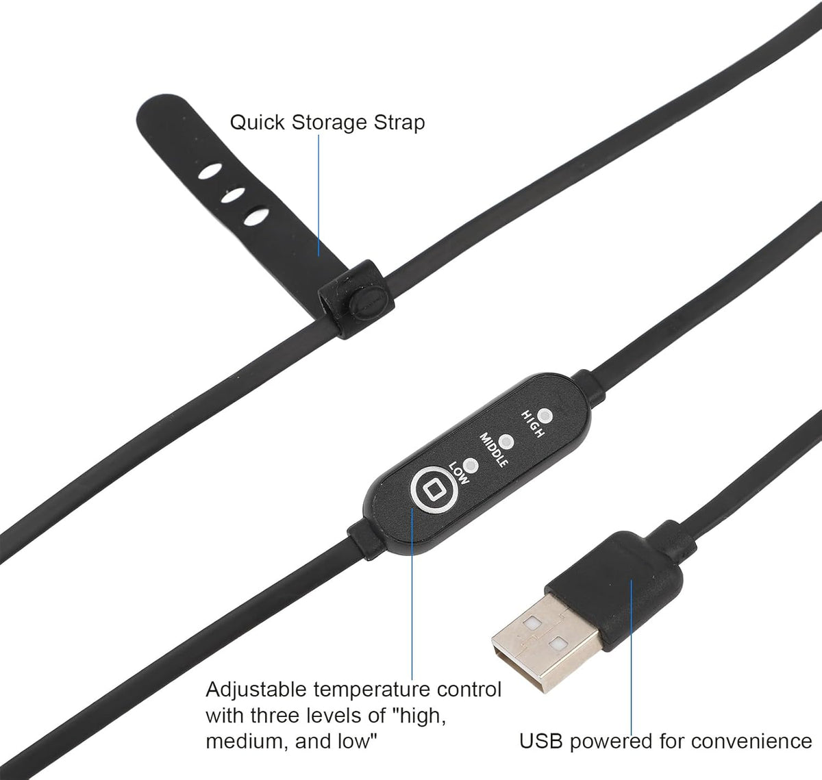 lvifloae 3 (425mm) USB Lens Warmer, Anti Fog Temperature Adjustable Hook and Loop Lens Heater Strip for Camera