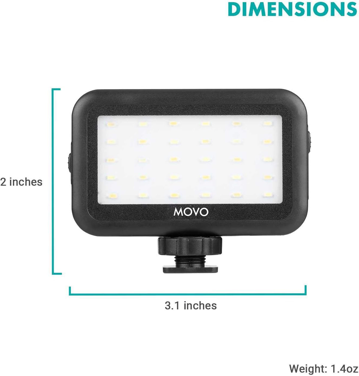 Movo LED-30 Mini LED Light Panel with Adjustable Brightness and Rechargeable Battery - Portable Light Perfect