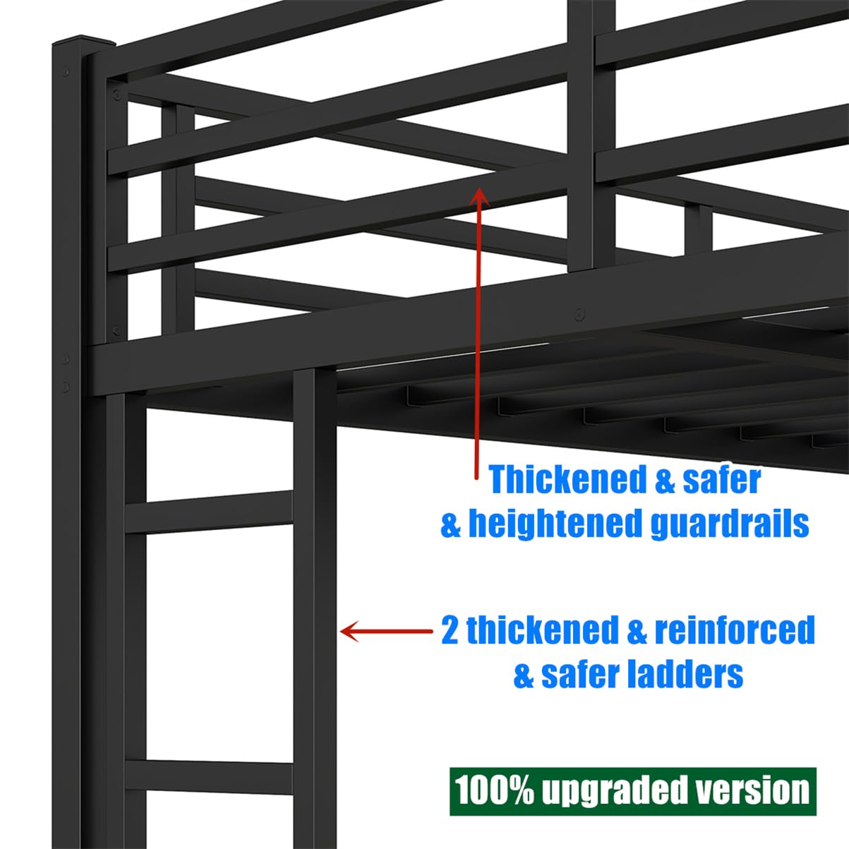 AOOMEEC Higher Quality & Stronger Metal Twin XL Over Queen Bunk Bed, Thickened Heavy Duty More Stable Safer Black Steel Bunkbed Bunk Queen Bed (Easier to Assemble) (Twin XL Over Queen)