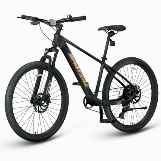 SPATIAL Mountain Bike/Fat Tire, 24/26/27.5/29 Inch Outdoor Cycling Bike, 8/21 Speed Lightweight Aluminum Frame | Dual Disc Brakes, Adjustable Ergonomic Seat for Adult Teens (Black, 27.5'')