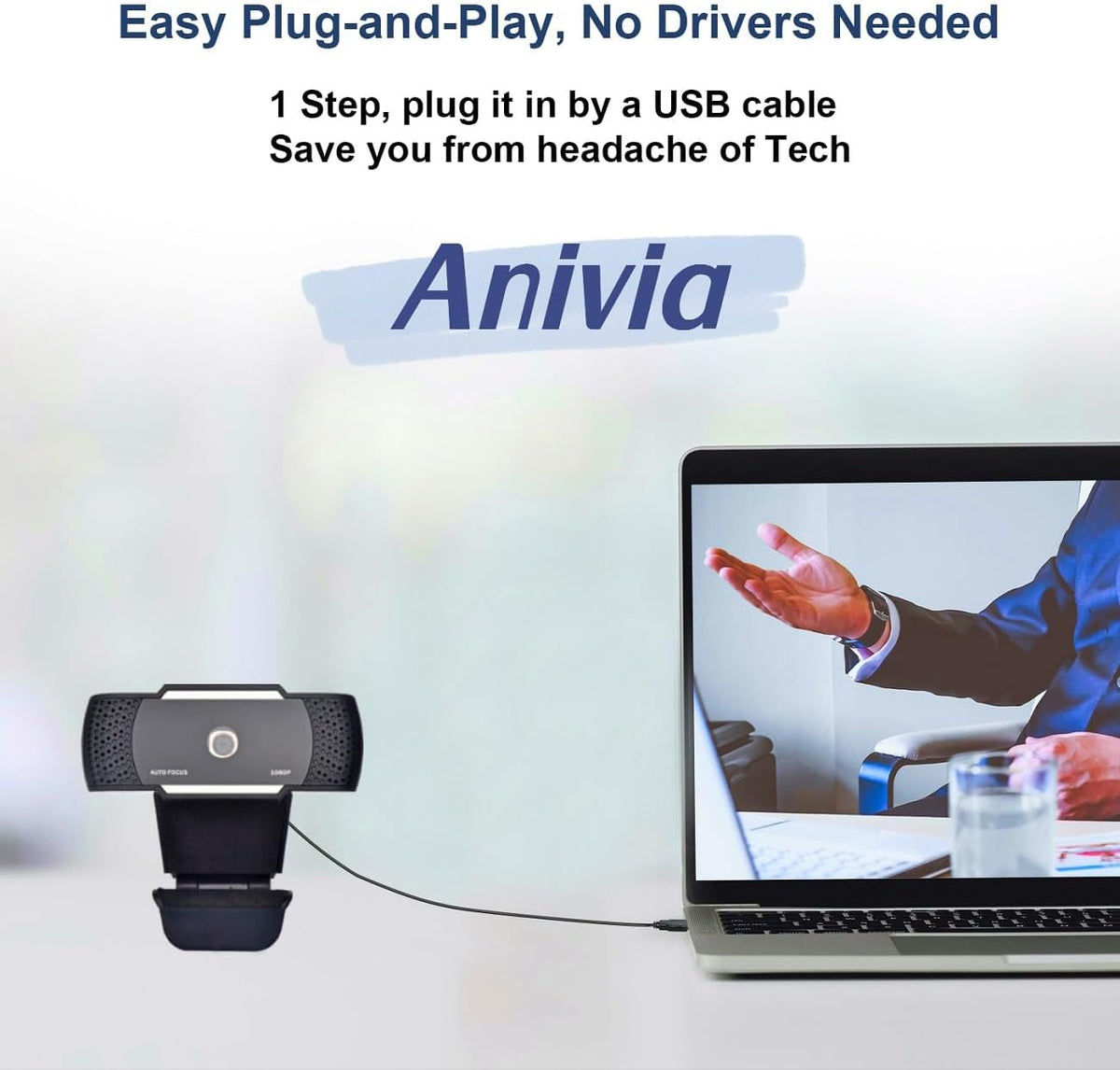 Anivia 1080P Mac/Laptop/MacBook/Tablet-1 Webcam for PC Computer Camera Built-in Noise Canceling Microphones, Low-Light