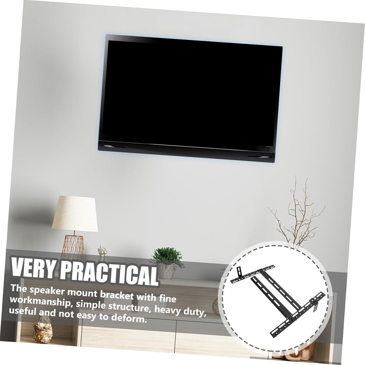 Angoily Heavy Duty Metal Speaker Mount Bracket - Easy Install TV Stand Accessory
