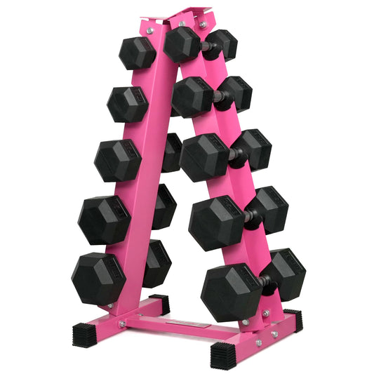 RitFit 250LB/300LB/350LB/550LB/650LB Rubber Hex Dumbbell Sets with Weights Rack, Multiple Color Choices Available, Great Gym Equipment for Home, Strength Training, Workouts