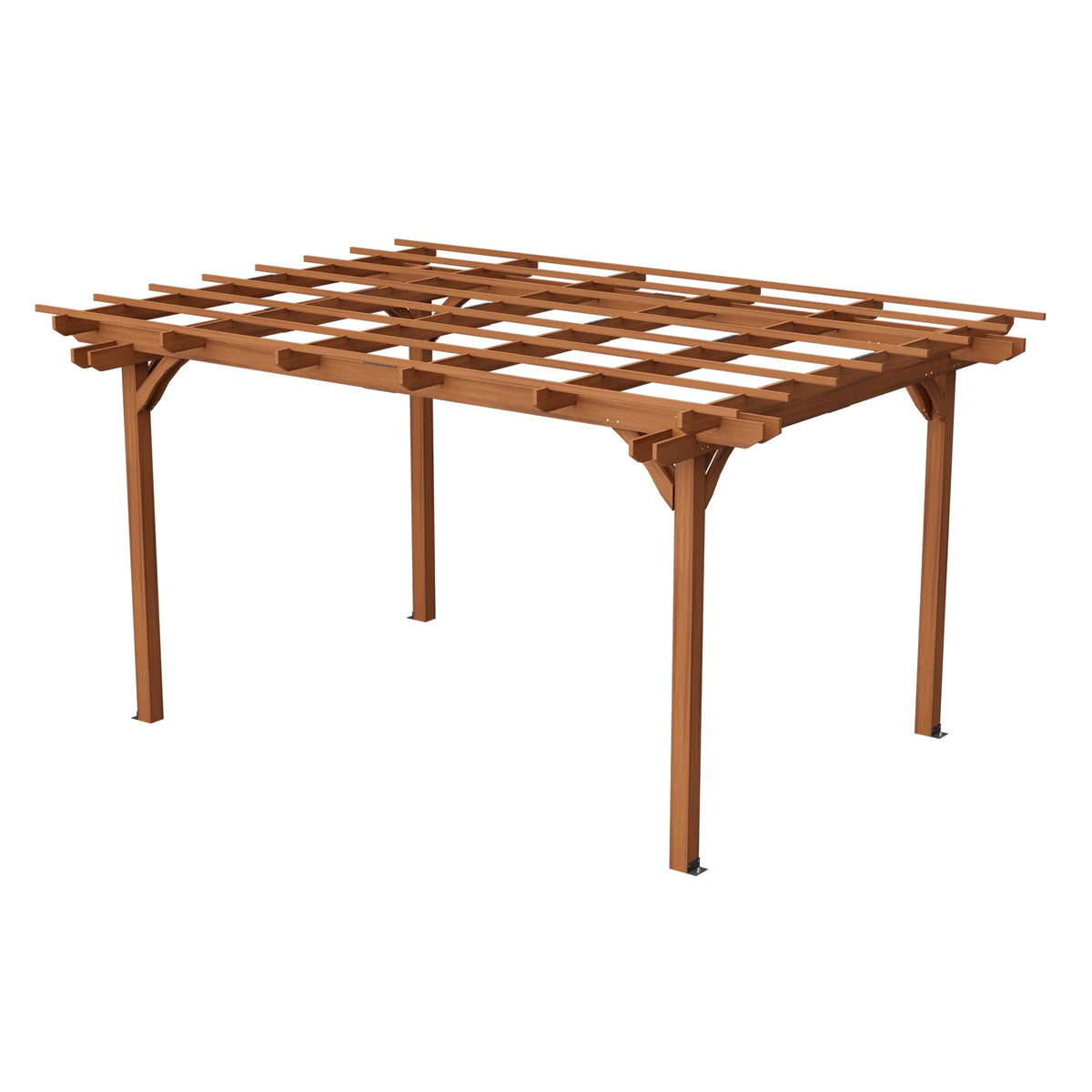 Outdoor Wooden Pergola, Fir Wood, 12x10 Ft, for Patio, Backyard, Garden, Lawn, Natural Brown