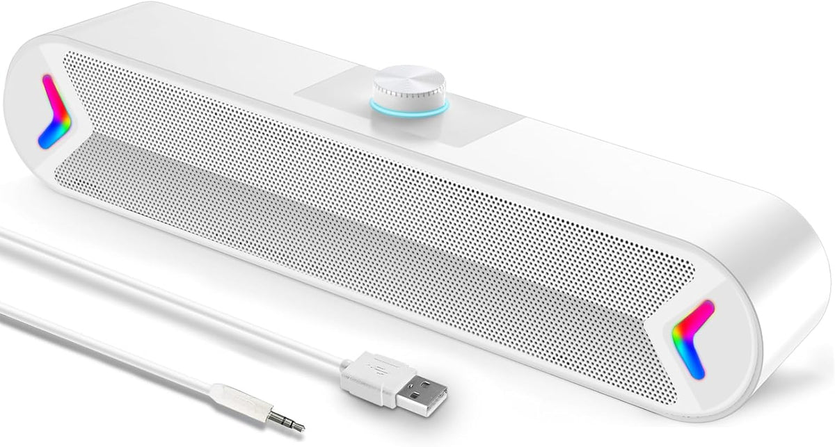 LENRUE 10W Computer Speakers,PC Speakers for Desktop,Wired USB-Powered Sound-bar for Computer with Stereo Sound