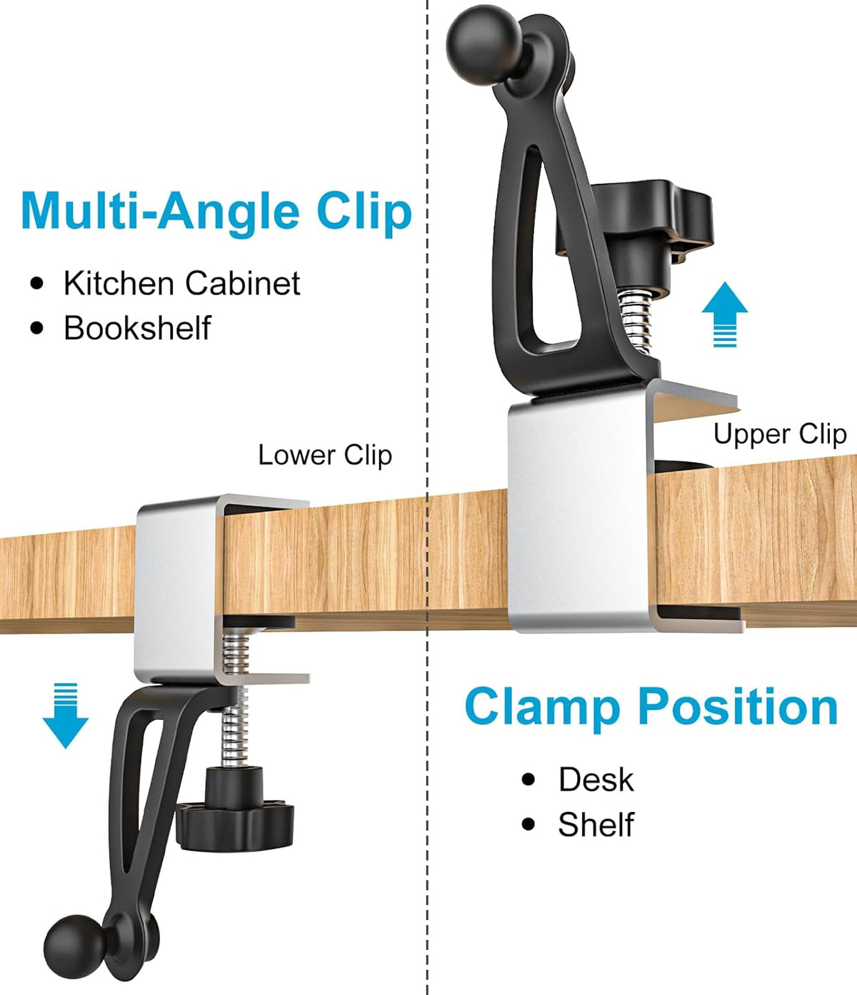 GDZN 360 11 12.9 4-13" Kitchen Cabinet Tablet Holder, [C-Shaped Metal Clamp] Under Cabinet Tablet Mount with Rotation