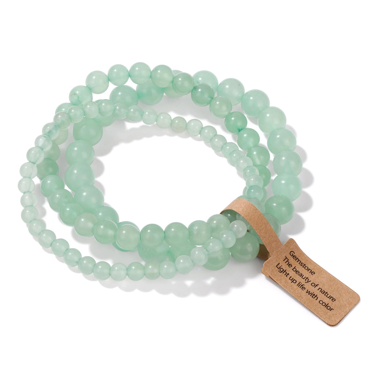 Risyfjew 3 PCS Natural Stone Green Aventurine Beaded Bracelet 4mm 6mm 8mm Healing Crystal Stretch Bracelets Women Green Aventurine Crystal Gifts for Women