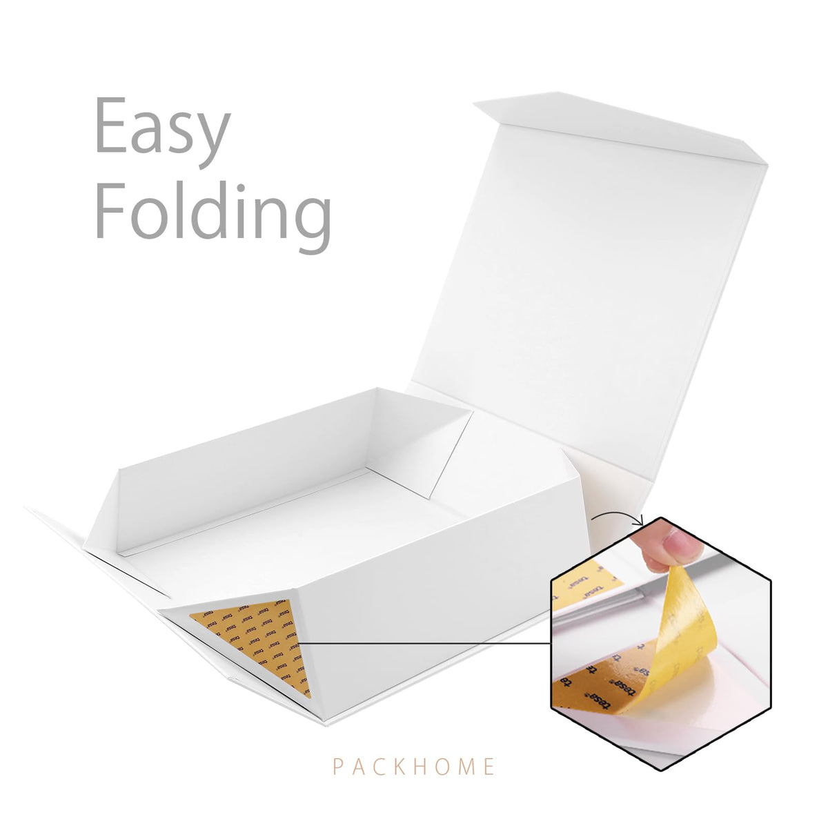 PACKHOME 17x14.5x5.5 Inches, 3 Extra Large Gift Boxes with Lids, Magnetic Closure Boxes for Clothes and Large Gifts (Matte White with Grain Texture)