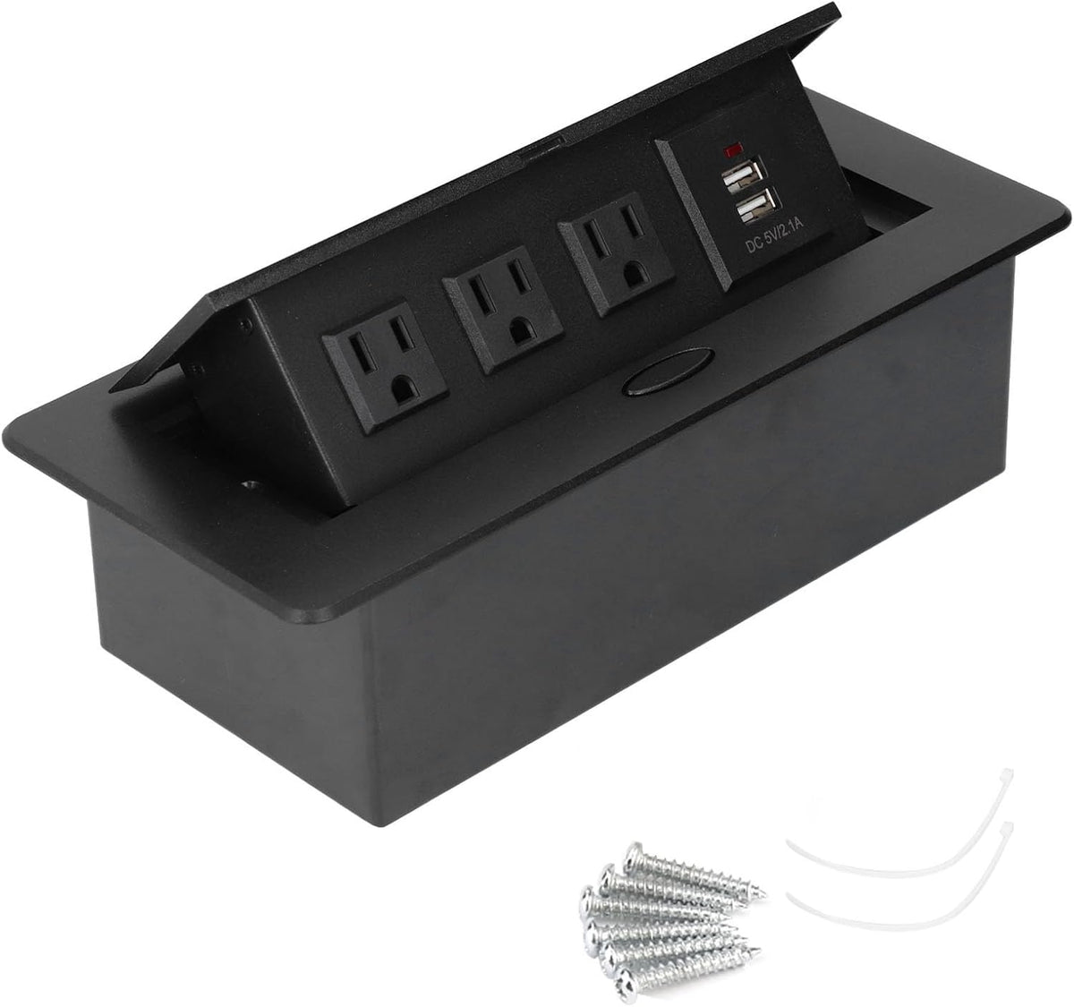 Wisoqu Recessed Power Strip, Slow Opening Power Socket with USB Charging Ports, Furniture Hidden Charging Station