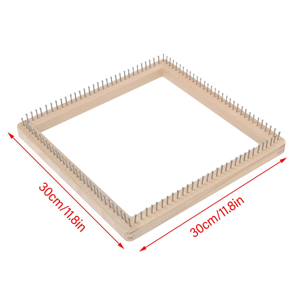 Wooden Knitting Looms for Blankets Square, DIY Hand Crafted Chunky Yarn Looms Board for Hat Scarf Socks Sweater Beech Wood & Stainless Steel (30 * 30cm)