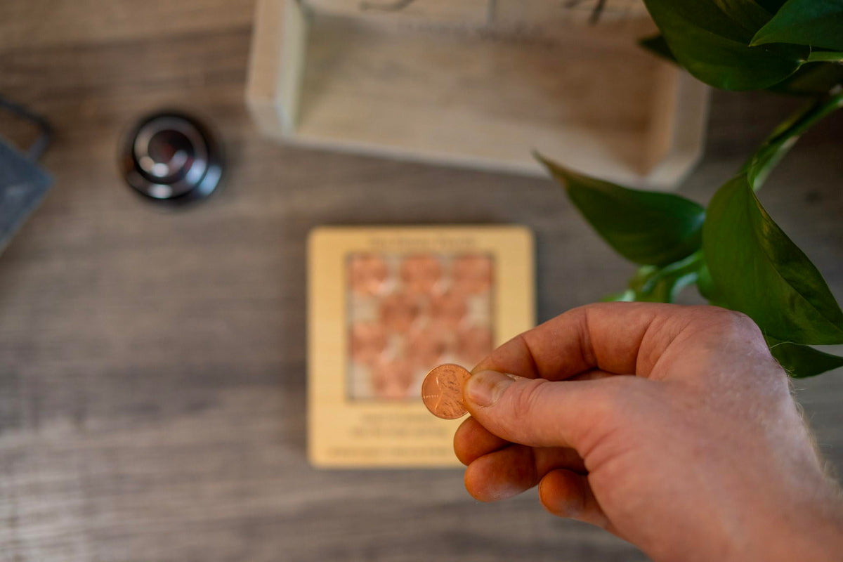 10 Penny Puzzle - Coffee Table Puzzle - Executive Toy - Wood Brain Teaser