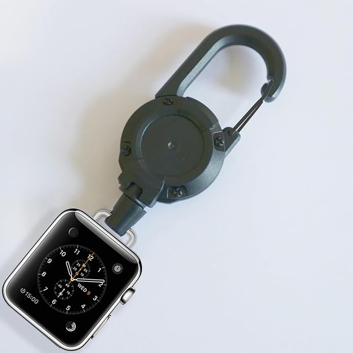 Badge Holder Retractable Clip Compatible with Apple Watch Band Series 10, Ultra 2, SE, 8 7 6 5 4 3 2 1 38mm 40mm 41mm 42mm 44mm 45mm 49mm, Stretchable Badge Reel Clip for iwatch Series 9