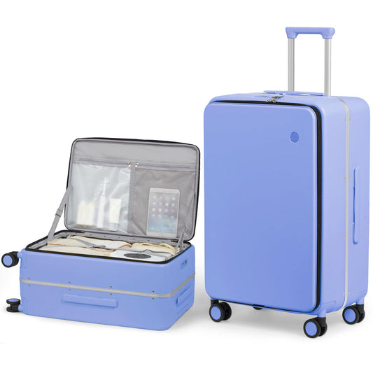 mixi 26 Inch Large Checked Luggage PC Hard Shell Suitcase Top Opening Aluminum Frame Travel Suitcases with Wheels, Lilac Purple