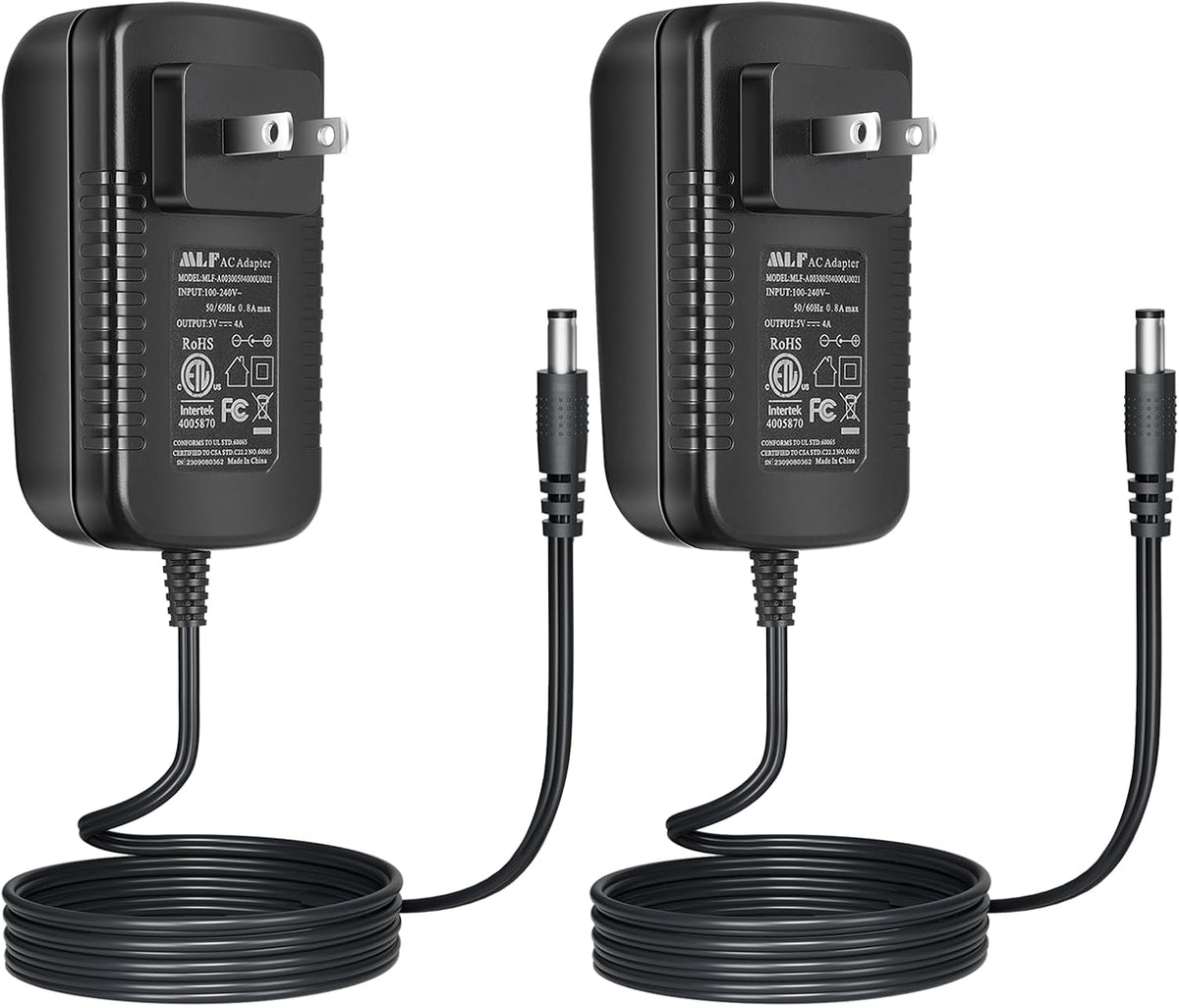 Security-01 2-Pack 5V 4A 5.5mm 2.1mm,UL AC to DC Power Supply Adapter, Plug x Listed
