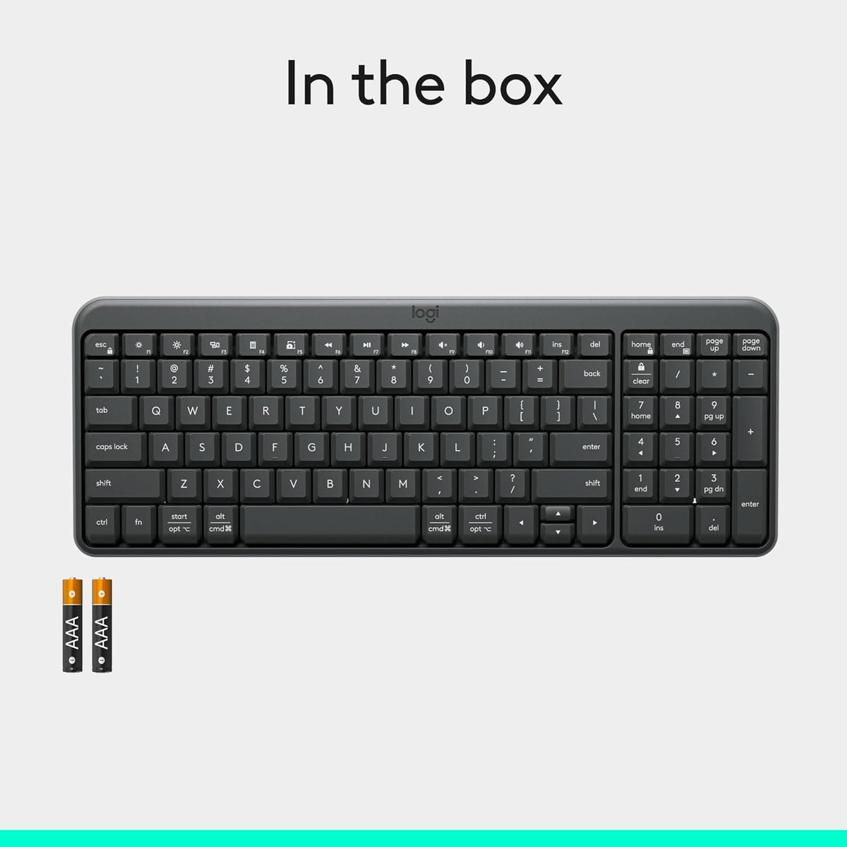 Logitech K250 Bluetooth Keyboard with Numpad, Easy Connectivity, Compact Wireless Keyboard Made with Recycled Plastic