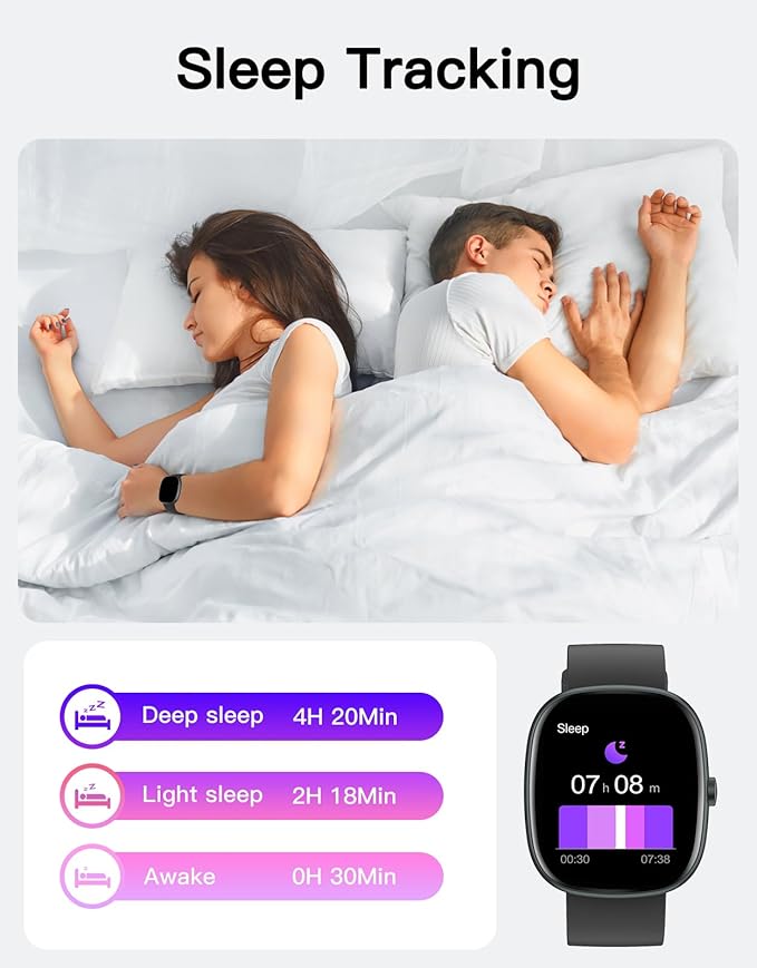 Fitness Tracker 2025 Ver. (Answer/Make Calls), 1.85" Smart Watch Fitness Watches for Women Men with 24/7 Heart Rate Blood Oxygen Monitor Sleep Tracker 100+ Sport Modes IP68 Waterproof (Black)