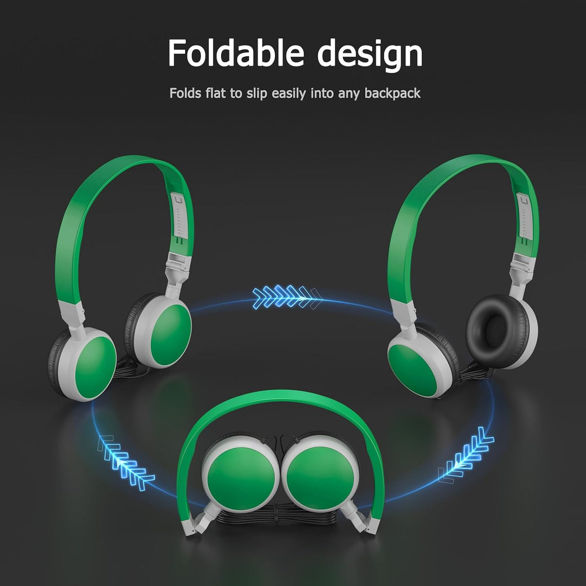 3-Pack 3.5mm Headsets Individually Wired Classroom Headphones - No Mic Kids Headphones with Jack, Multi-Color Bulk