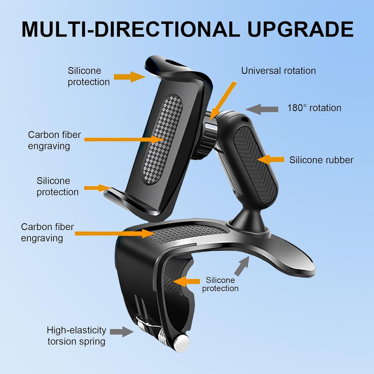 AMZAUTO 360 4-7 Inch Car Phone Holder Mount, Degree Rotation Car Dashboard Phone Holder, Universal Anti-Shake Dash