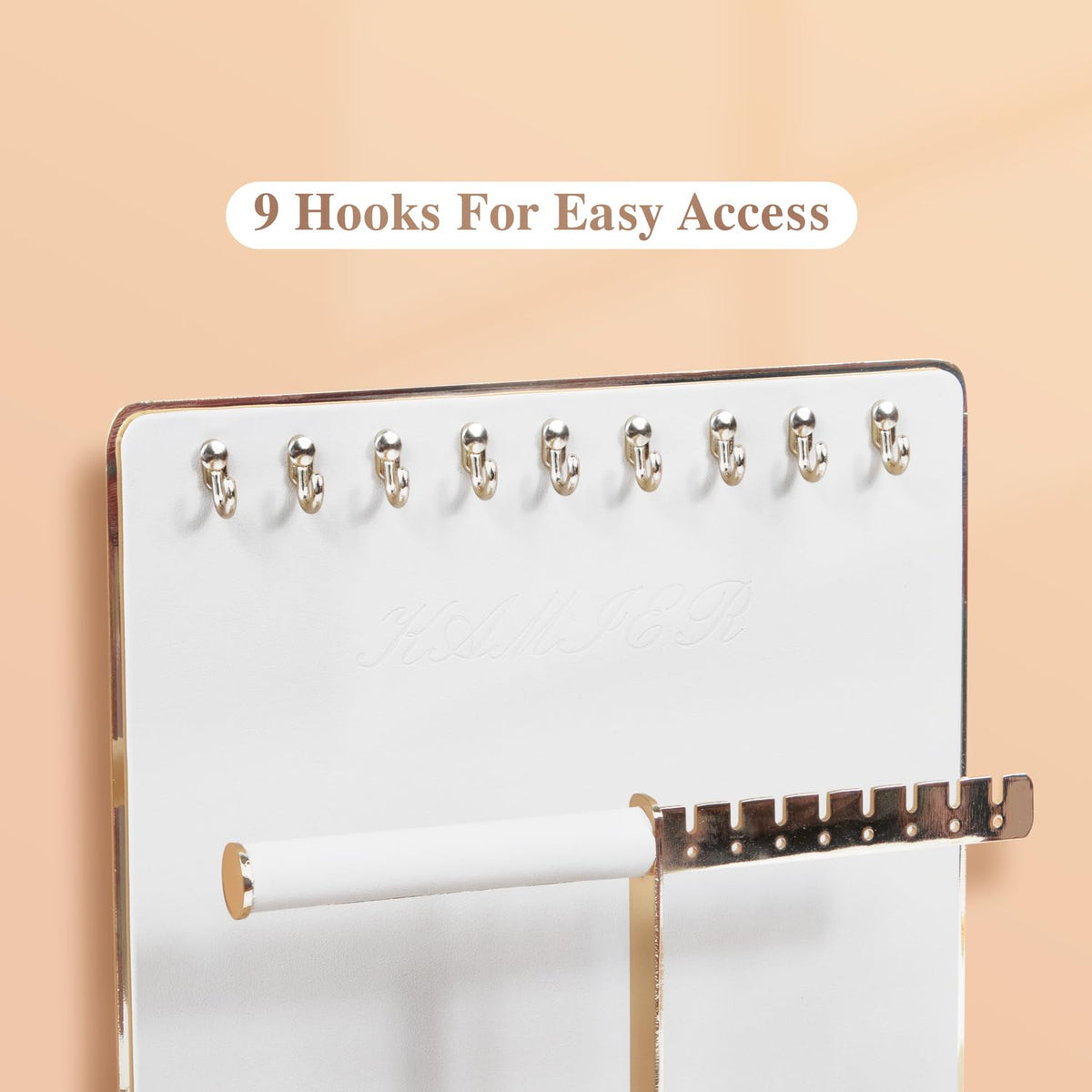 KAMIER Jewelry Organizer Stand Holder - 4 Tier Cute Necklace Holder Stand Rack with 10 Hooks - Aesthetic Jewelry Storage Rack Tree for Teen Girl Room Decor -White