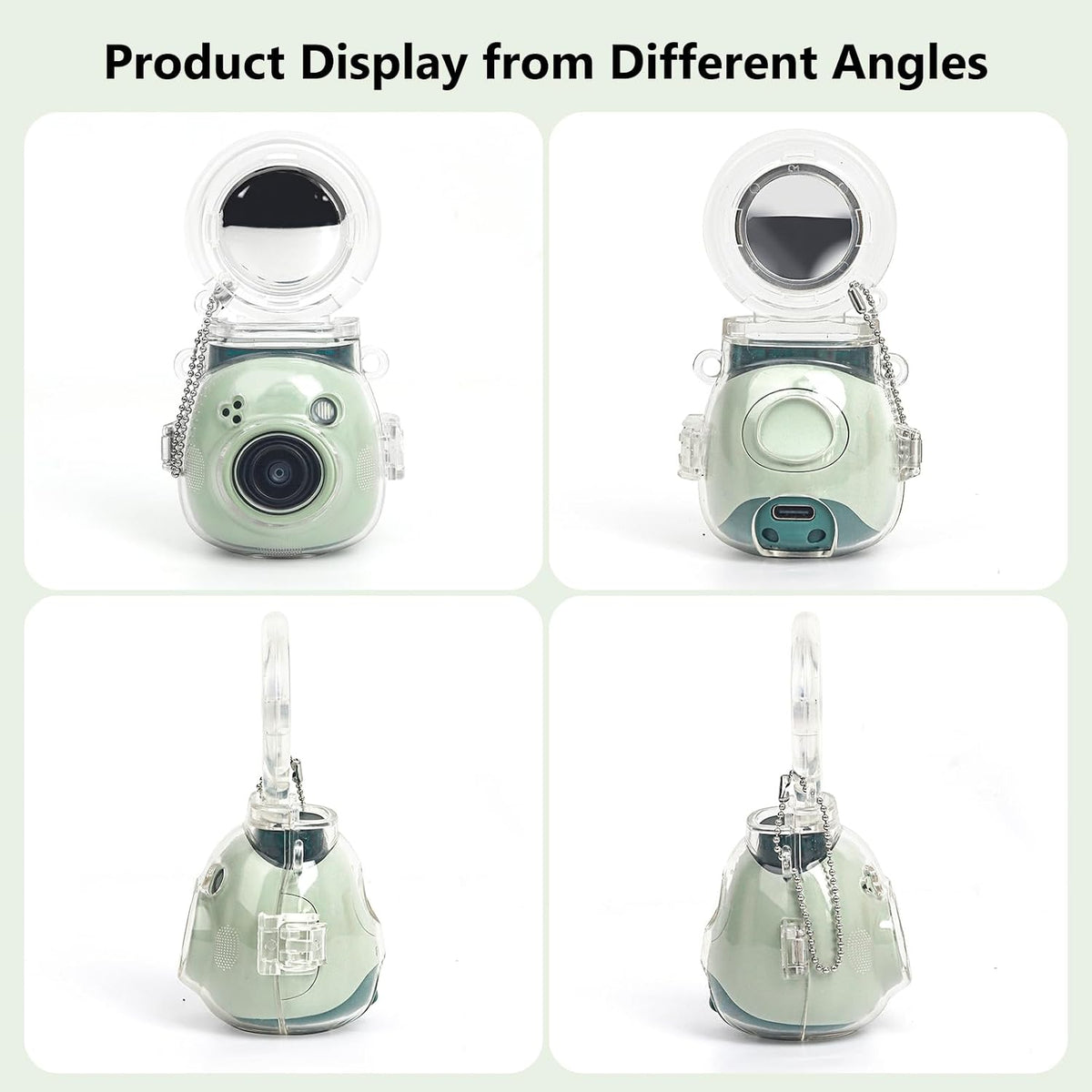 MUZIRI KINOKOO Fuji Mini Pal Camera Clear Case with Selfie Mirror - Hard PC Crystal Clear Protective Case for Instax