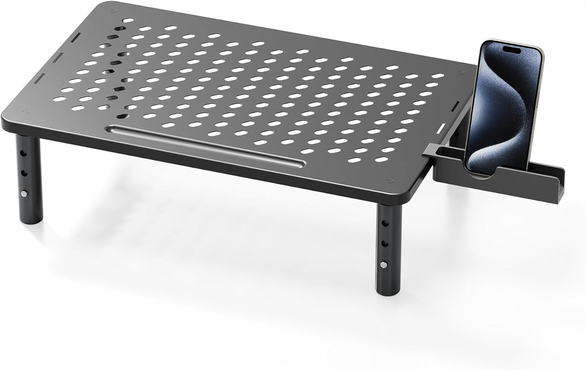 3 1 Pack Computer Monitor Stand Riser for Desk, Height Adjustable PC Laptop TV Desktop Monitor Stand Shelf, Metal