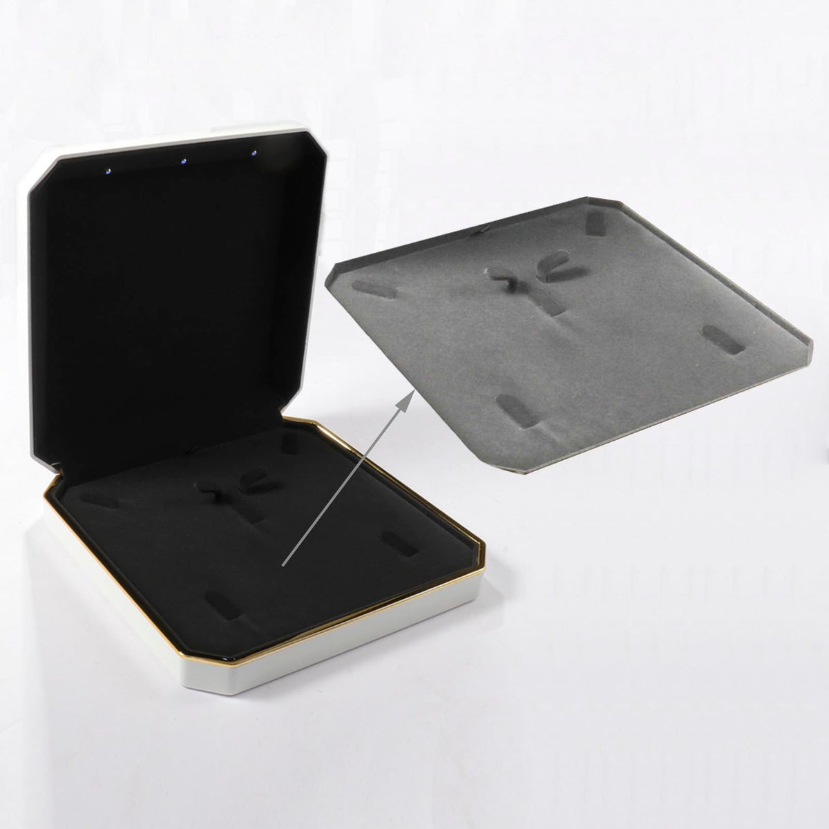 HSLFUAI Necklace Box with Led,Jewelry Box for Necklace, Large Necklace Box,Jewelry Gift Box for Wedding, Birthday, Valentine' Day, Mother'S Day, Christmas,Black Velvet Interior Necklace Organizer