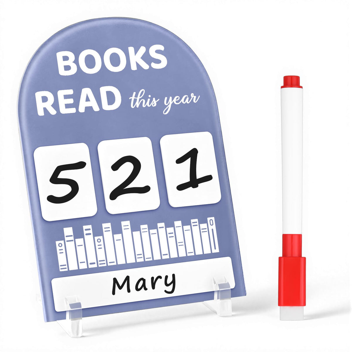 FunooFuno Books Read This Year Counter Rewriteable Reading Counter Arch Personalized Reading Tracker Sign with Writing Pen for Teachers Writers Book Lovers Bookworm Gifts(Purple)