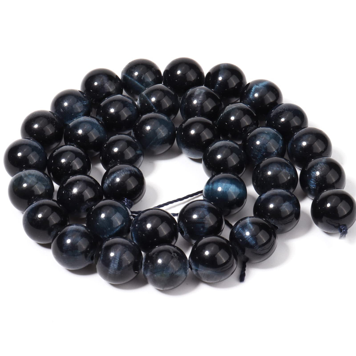 45pcs 8mm Natural Blue Black Tiger Eye Gemstone Beads Energy Healing Crystal Round Loose Stone Beads for Jewelry Making, DIY Bracelets Necklaces
