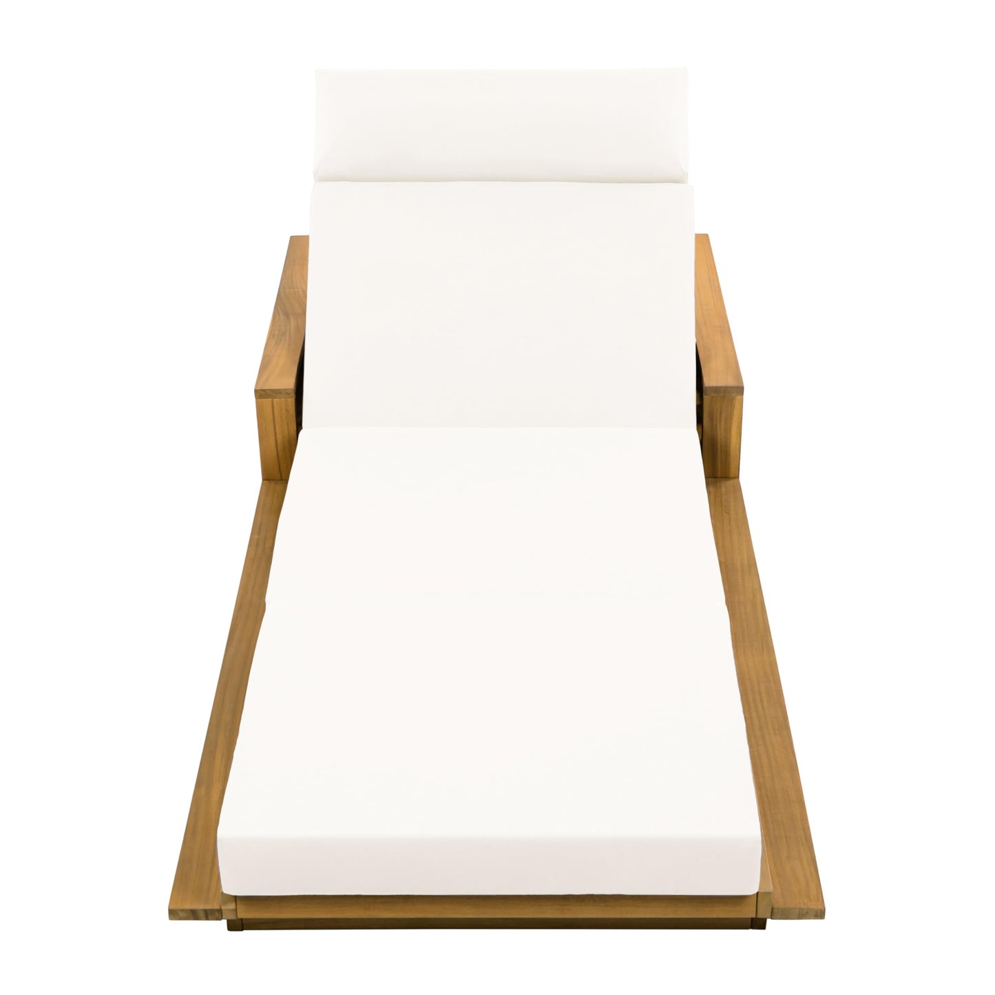 Christopher Knight Home Arly Acacia Wood Chaise Lounge Chair Outdoor with Foldable Cushion, Adjustable Backrest Sun Lounger Recliner, Wooden Patio Sun Bathing Lounge Chair, Teak+Cream