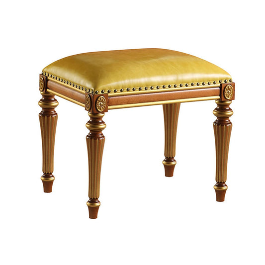 GAZOGJ Leather Piano Bench, Exquisitely Carved Solid Wood Stool Legs, Decorated with Copper Rivets, Thick Padded Cushioned Chair,