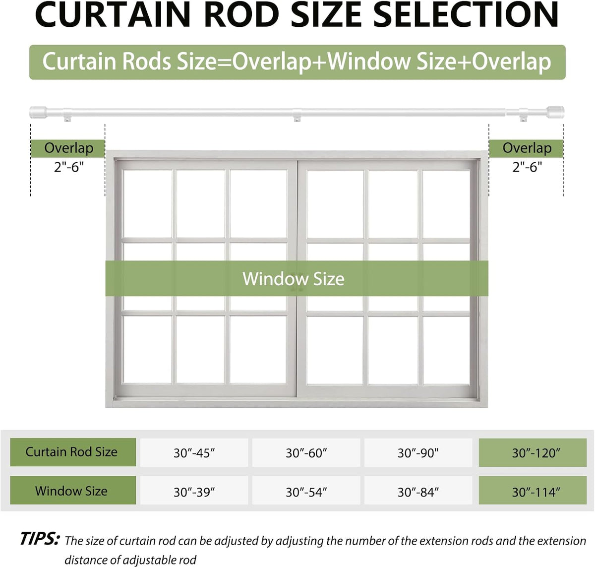 Adjustable 5/8” Diameter Curtain Rods by [Brand Name] | 30-120 Inch for Windows with Brackets