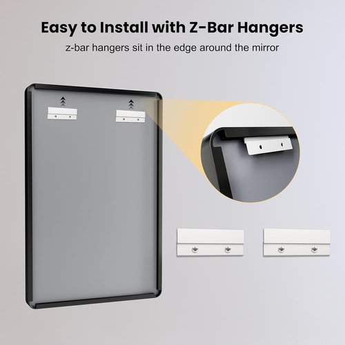 LOAAO Black Metal Framed Bathroom Mirror - 28x32 Inch, Matte Black, Anti-Rust, Versatile Hanging Options