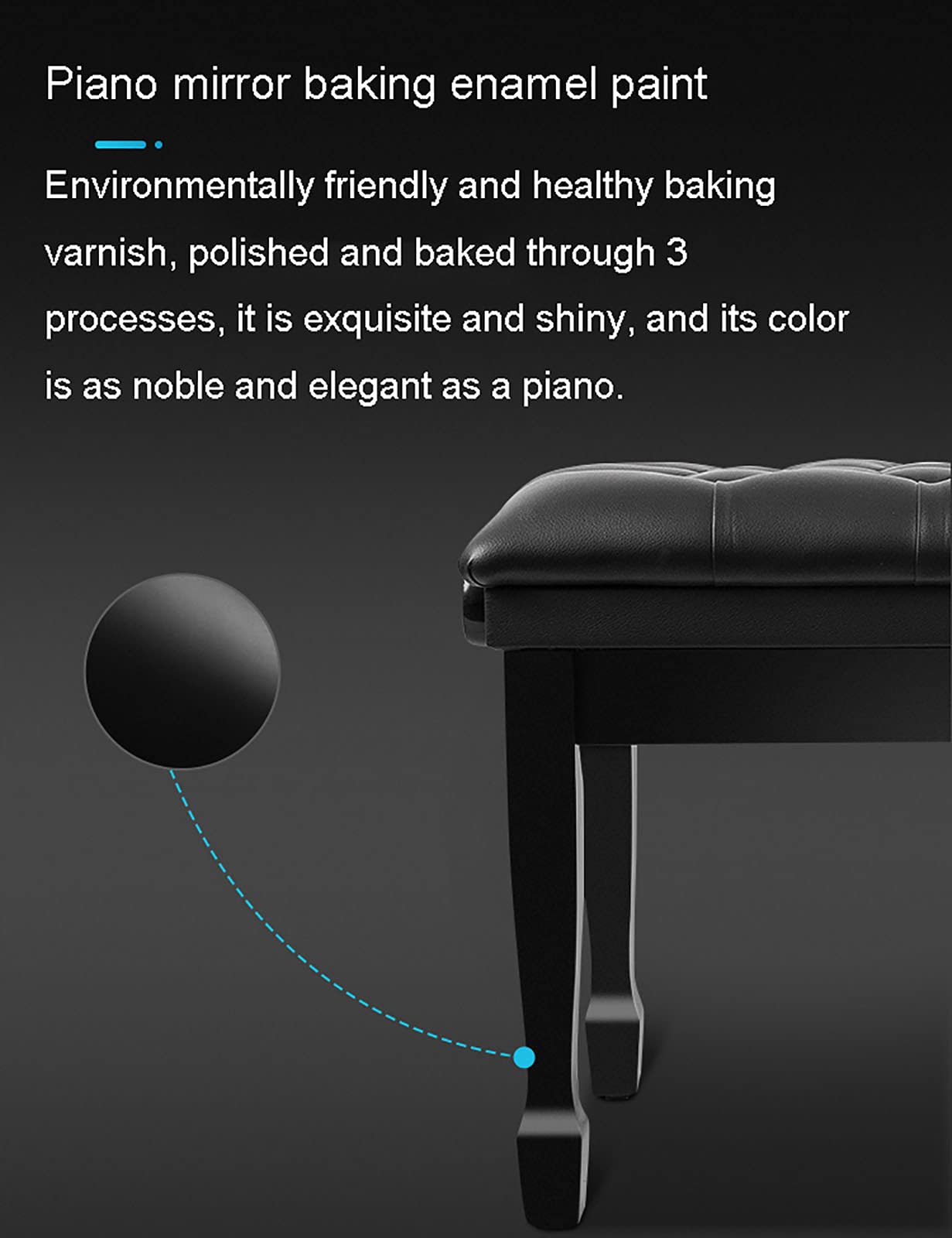 ZHOUYANB Leather Piano Bench Genuine Keyboard Stool Height Adjustable with Storage Compartment 58 X 41 48-58cm Mahogany (Mahogany One Size)