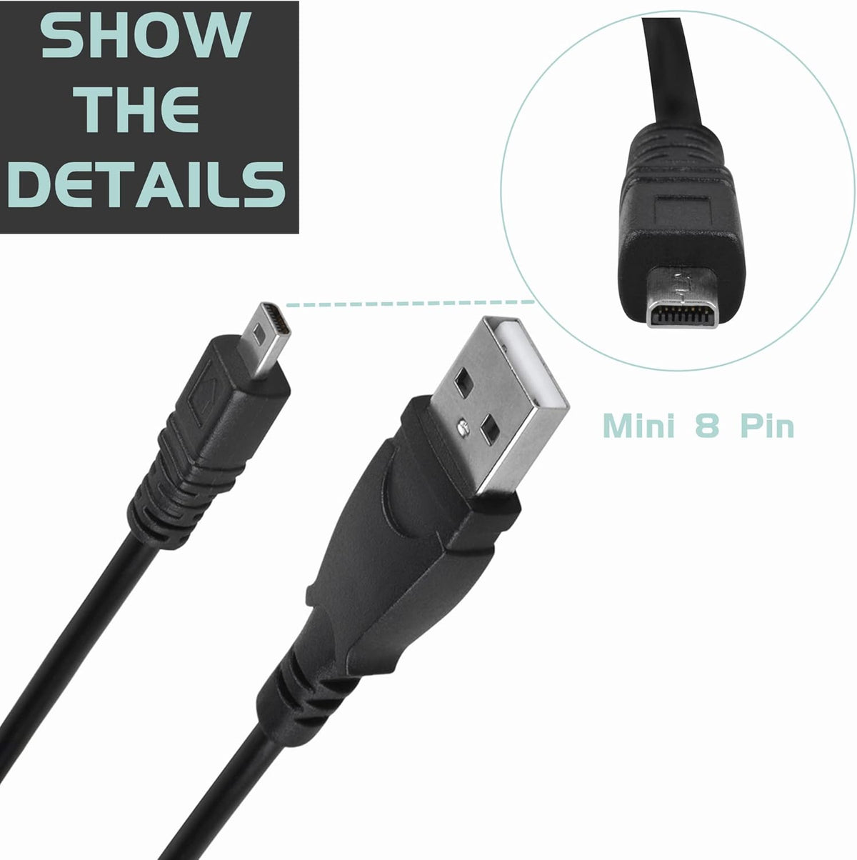 3.3ft Mini-8pin DSLR-A900 A900 USB PC Data Sync Cable Cord for Sony Camera Alpha K DSLR Kit