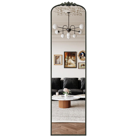 WallBeyond Arched Full Length Mirror Wall Mounted, 21x78 Inch Black Antique Mirror, Vintage Metal Frame Full Body Mirro for Bedroom, Living Room, Hanging or Leaning