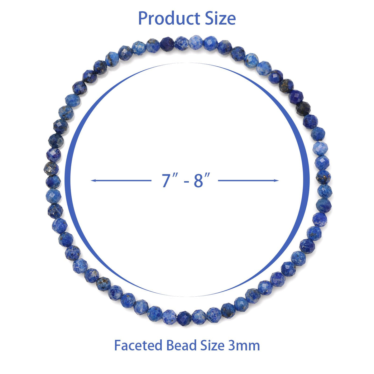 Bolinailo Healing Crystal Bracelet Lapis Lazuli Faceted Beaded Bracelets for Women Men 3mm Natural Stone Adjustable Handmade Stretch Bracelet Reiki Spiritual Jewelry Fashion Gifts
