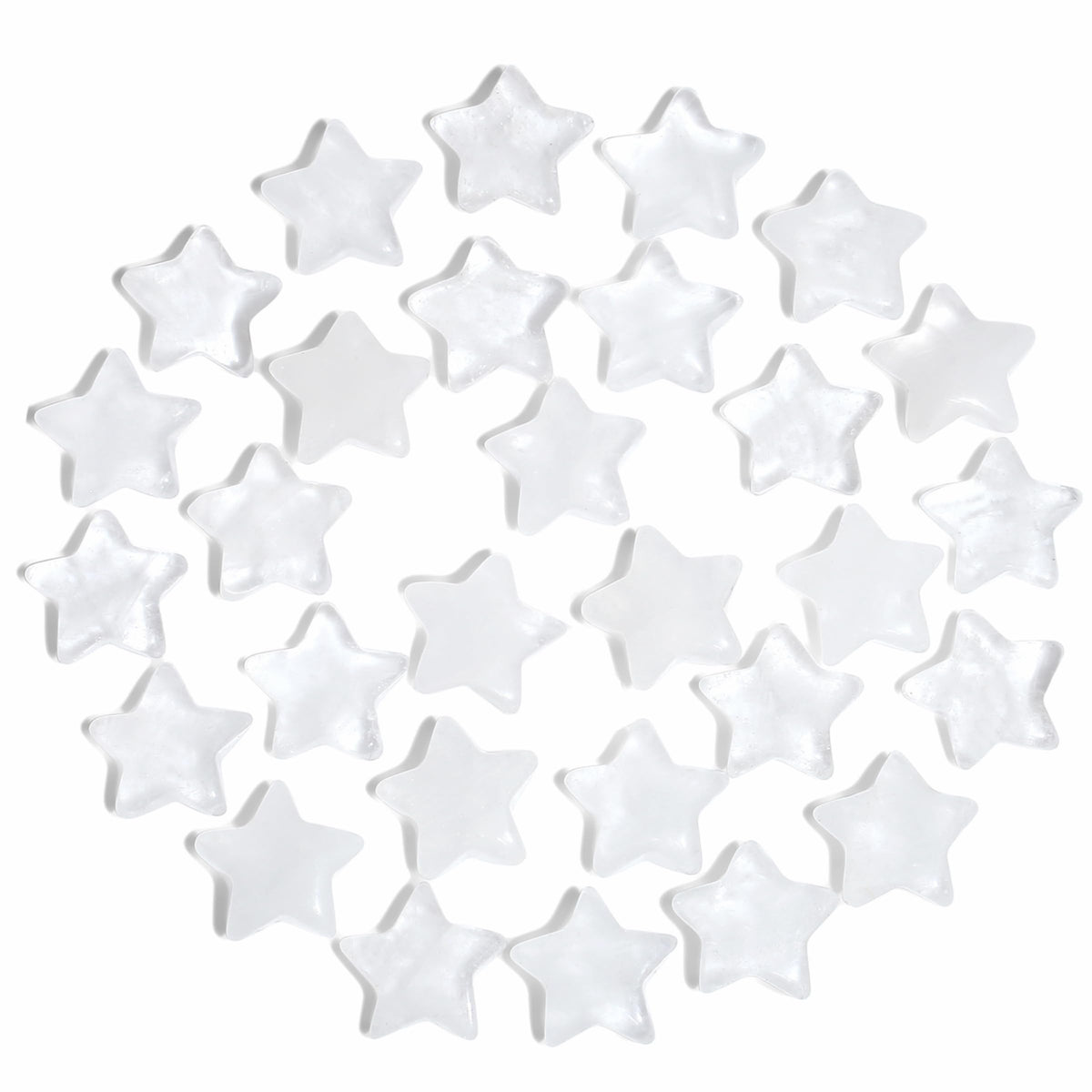 QINJIEJIE 20 PCS Clear Quartz Star Crystals Healing Stones Polished Crystal Cute Mini Pocket Stone Star Shaped Gemstones Set Bulk Wholesale Reiki Energy Balancing Thanksgiving Day Gift for Women