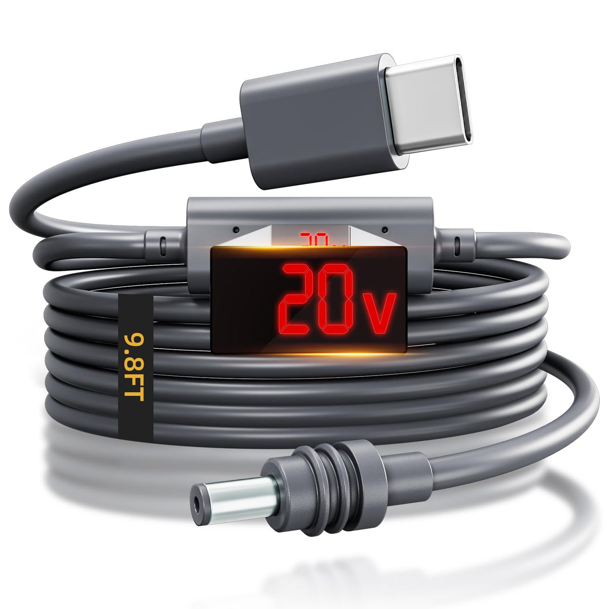 ToKismet 18AWG (3m/9.8ft) Starlink Mini USB-C to DC Power Cable Smart PD Chip & Copper Wire with Voltage & Current