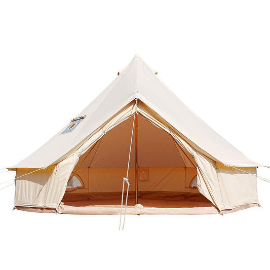 VANFOND Canvas Bell Tent, Yurt Tent with Stove Jack, Waterproof and Breathable Wall Tent, Glamping Tent, Detachable Groundsheet for Camping Party