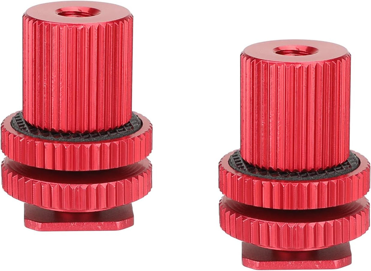 1/4"-20 (Red,2 Pieses)-3064 CAMVATE Camera Hot Shoe Mount to Female Thread Screw Adapter for DSLR Camera Rig