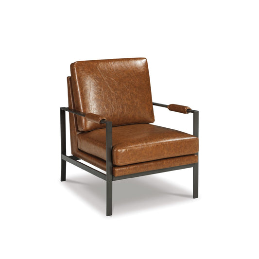 Signature Design by Ashley Peacemaker Mid-Century Modern Faux Leather Accent Chair, Brown