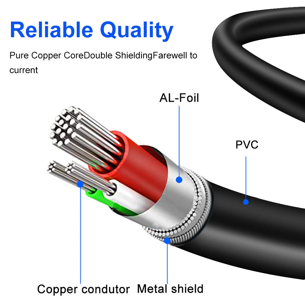 Yeung Qee 2RCA 2RCA 20 (20ft/6m) Male to Male Stereo Audio Cable ft,Dual Shielded Gold-Plated RCA Stereo Cable,Suitable