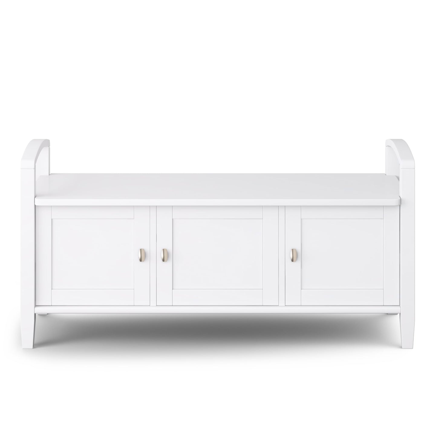 SIMPLIHOME Warm Shaker Entryway Storage Bench - 44 inch Wide Solid Wood Storage Seat in White, Transitional Bench Seat for Mudroom or Living Room with Lift-Up Lid and Shaker-Style Panels