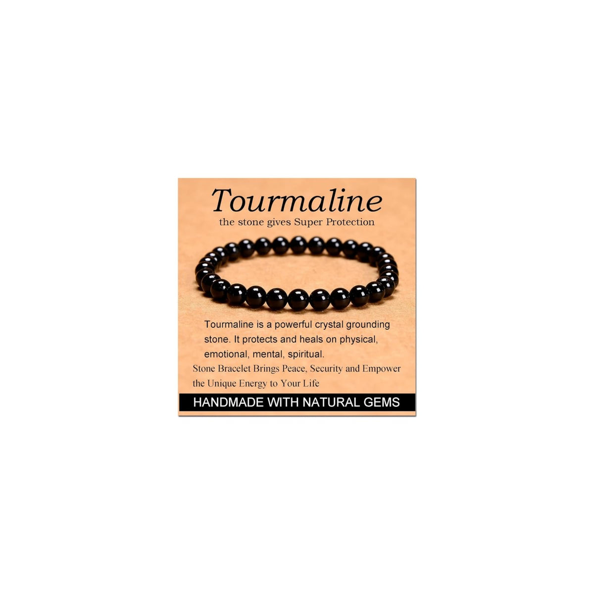 CHELYQST Black Tourmaline Bracelet - Stone of Super Protection,Stretch Natural Stone Crystal Beads Jewelry Gifts for Women Men Unisex Adult,6mm