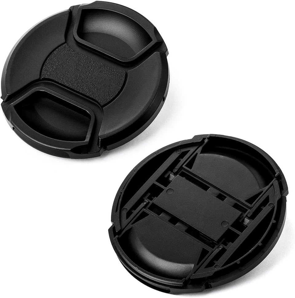 X-SweetDream 49mm 3 Pack Pinch Set Lens Cap Bundle, Universal Snap on Front Centre Lens Cover with Microfiber Lens