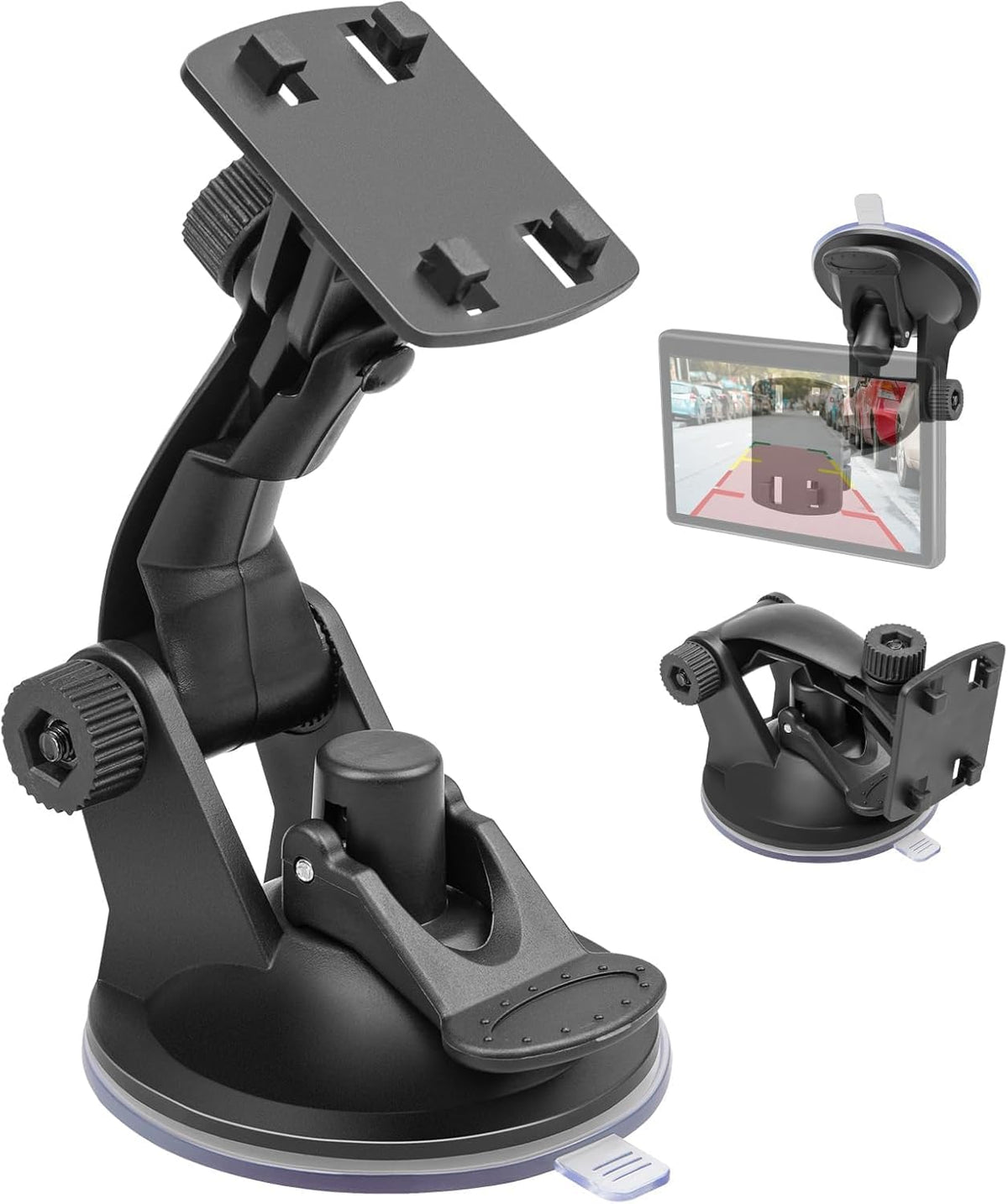 EWAY 4-Hole 4.3"/5" Direct Fit Suction Cup Mount for Backup Camera Monitor, Knob-Lock Adjustable Dashboard Windshield