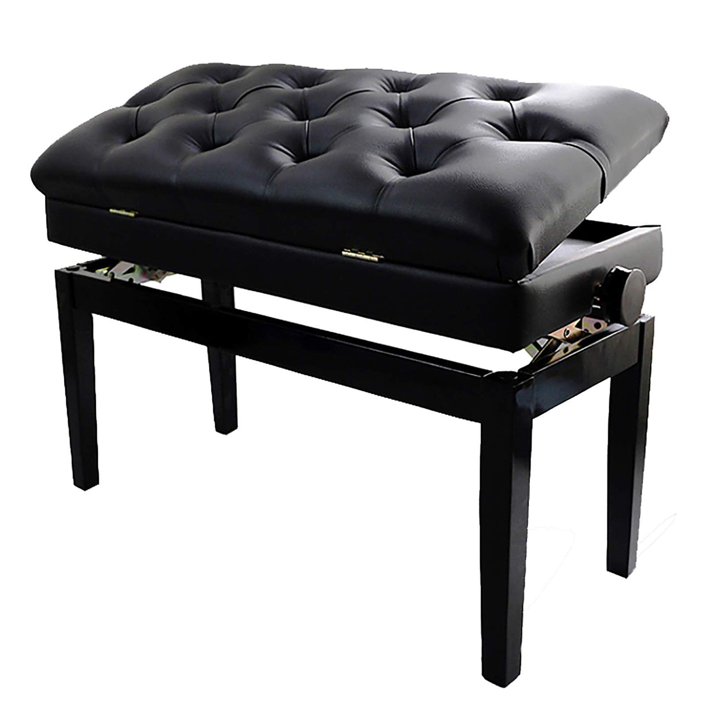 ELUKHT Leather Piano Bench Double Adjustable Padded Piano Bench82CM Soft Leather Keyboard Piano Stool with Storage Box Solid Hard Wood Construction,